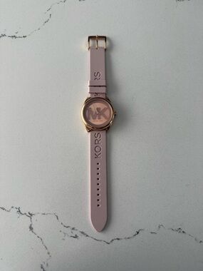 Michael Kors Blush Pink Silicone Logo Watch with Rose Gold Case